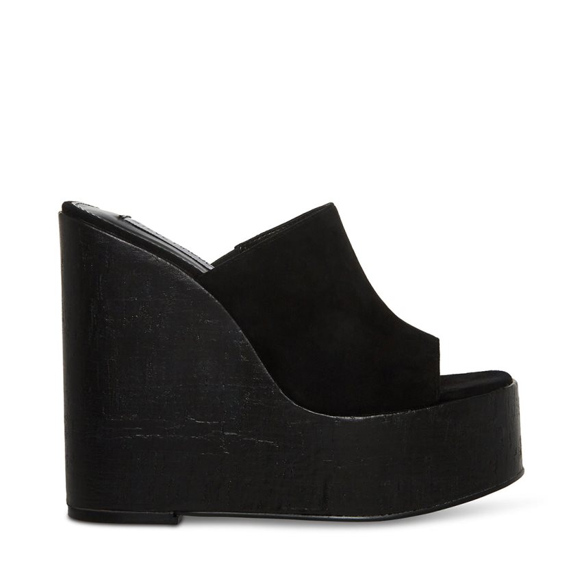 παπουτσια πλατφορμα γυναικεια Steve Madden Joanne σουετ μαυρα | GR-5O62JOH