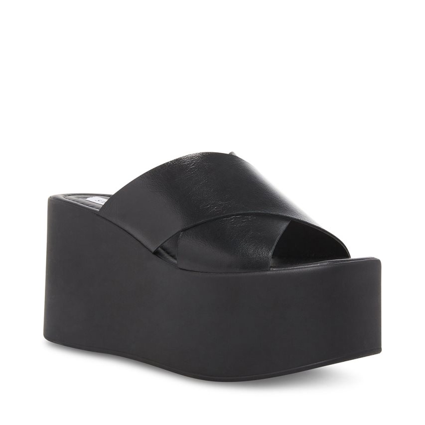 παπουτσια πλατφορμα γυναικεια Steve Madden Kody δερματινα μαυρα | GR-791OQYN