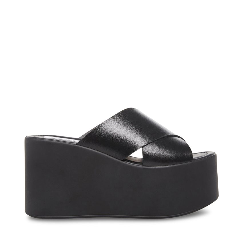 παπουτσια πλατφορμα γυναικεια Steve Madden Kody δερματινα μαυρα | GR-791OQYN