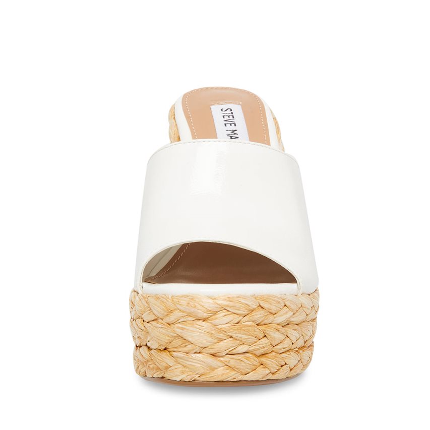 παπουτσια πλατφορμα γυναικεια Steve Madden Tabitha λουστρινι ασπρα | GR-9273GEH