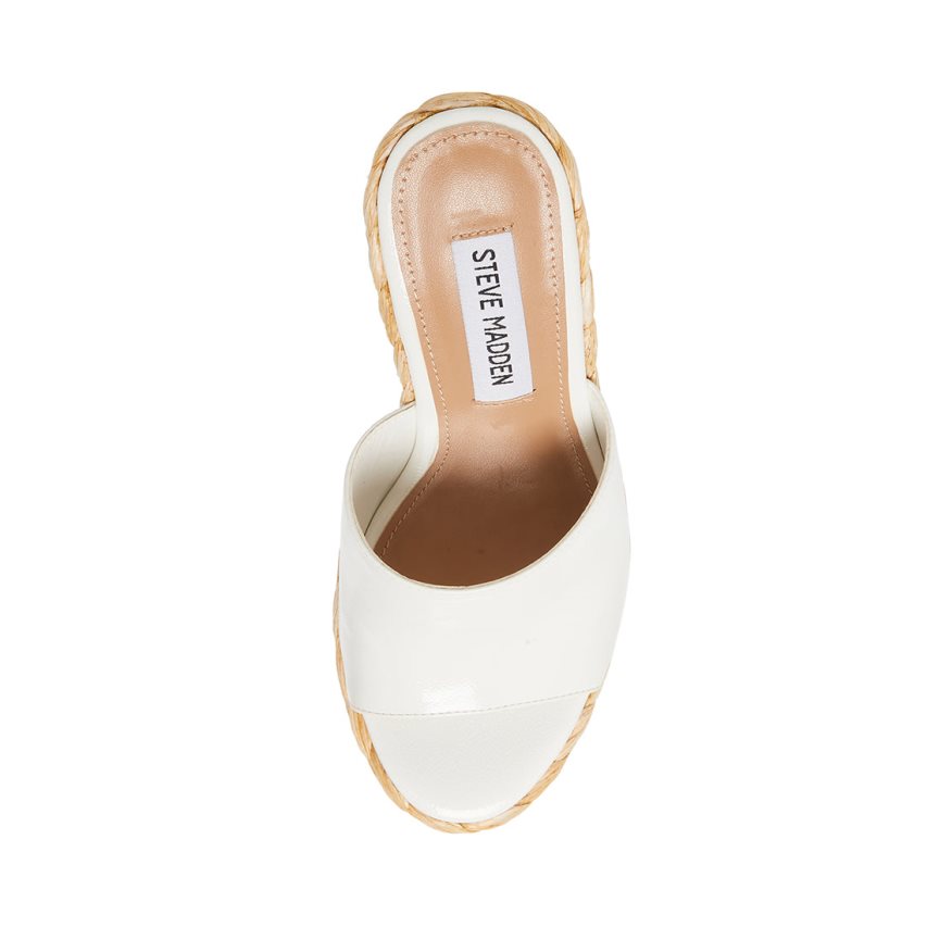 παπουτσια πλατφορμα γυναικεια Steve Madden Tabitha λουστρινι ασπρα | GR-9273GEH