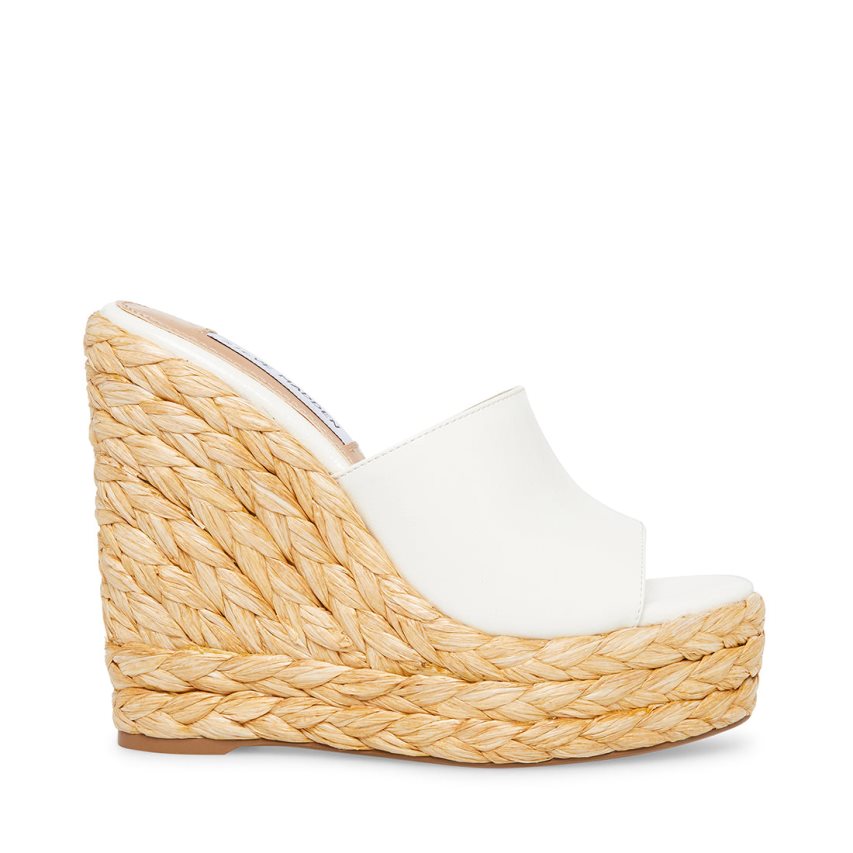 παπουτσια πλατφορμα γυναικεια Steve Madden Tabitha λουστρινι ασπρα | GR-9273GEH