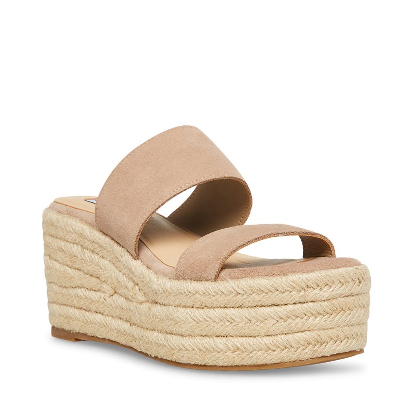παπουτσια πλατφορμα γυναικεια Steve Madden Jane σουετ ανοιχτο καφε | GR-O984PMW