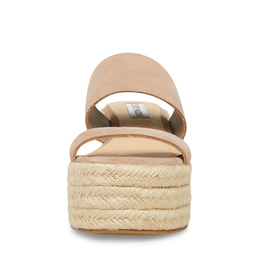 παπουτσια πλατφορμα γυναικεια Steve Madden Jane σουετ ανοιχτο καφε | GR-O984PMW