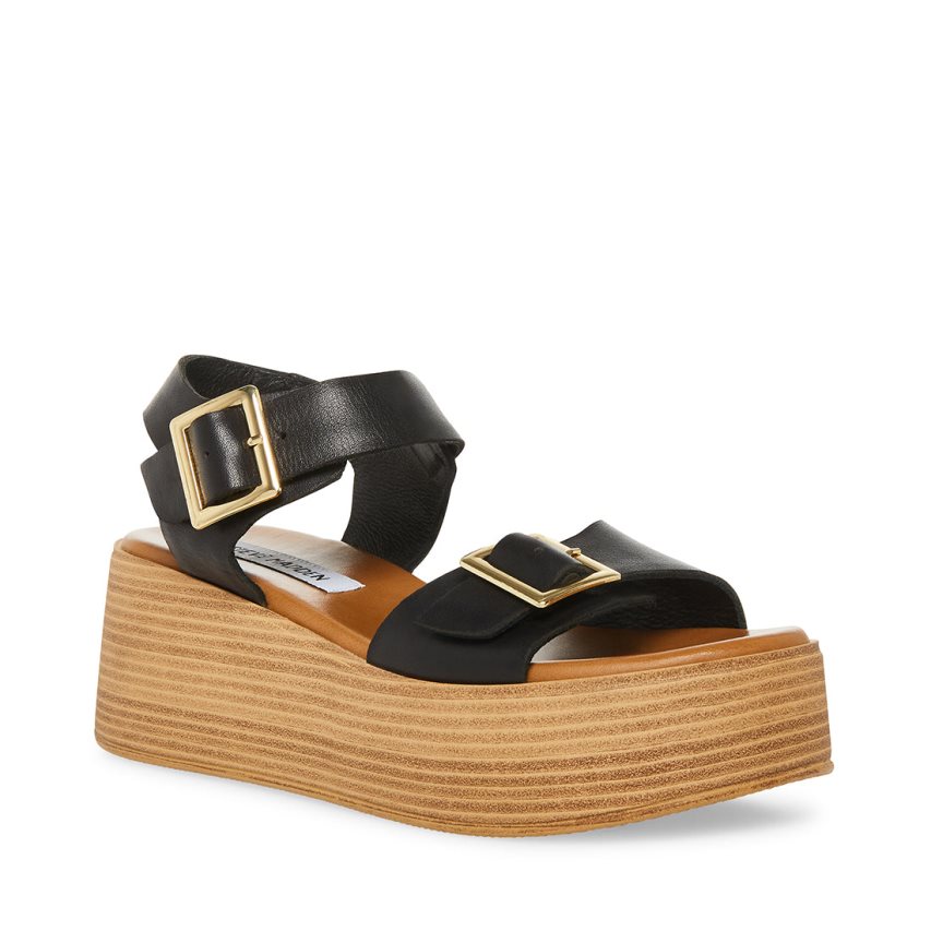 πεδιλα πλατφορμεσ γυναικεια Steve Madden Marka δερματινα μαυρα | GR-1732HYS