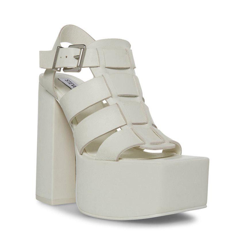 πεδιλα πλατφορμεσ γυναικεια Steve Madden Tranquil δερματινα ασπρα | GR-1852ITZ