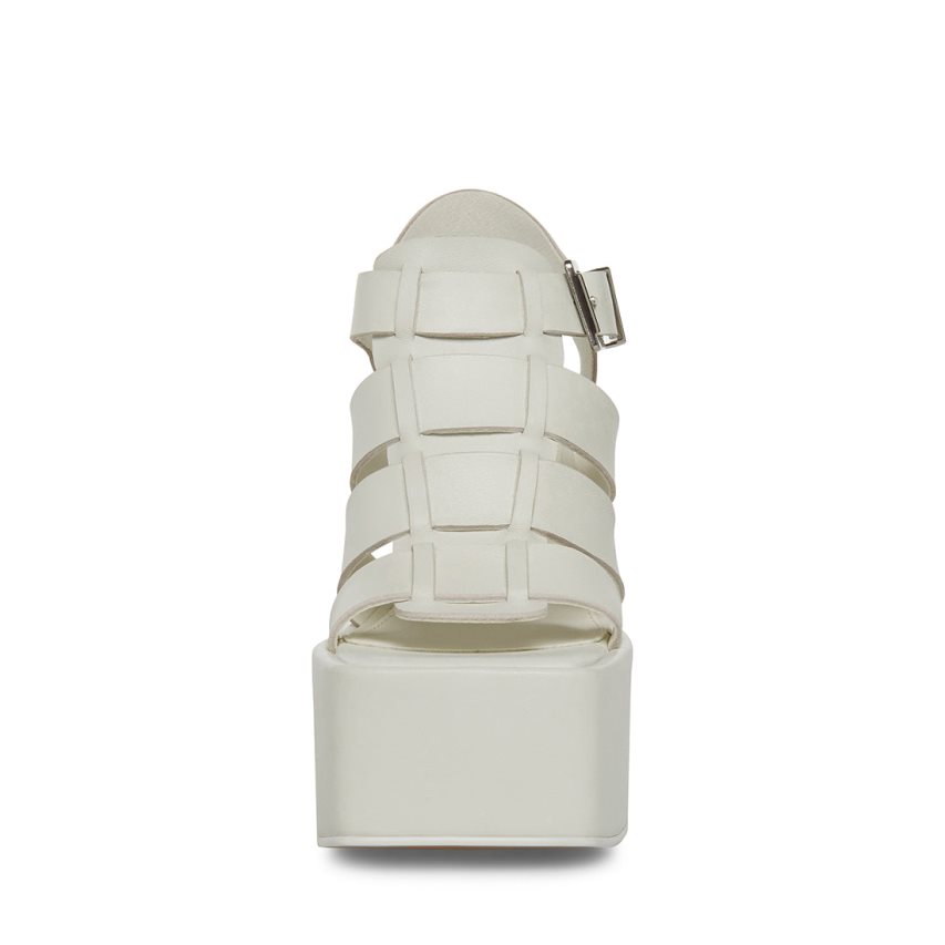 πεδιλα πλατφορμεσ γυναικεια Steve Madden Tranquil δερματινα ασπρα | GR-1852ITZ