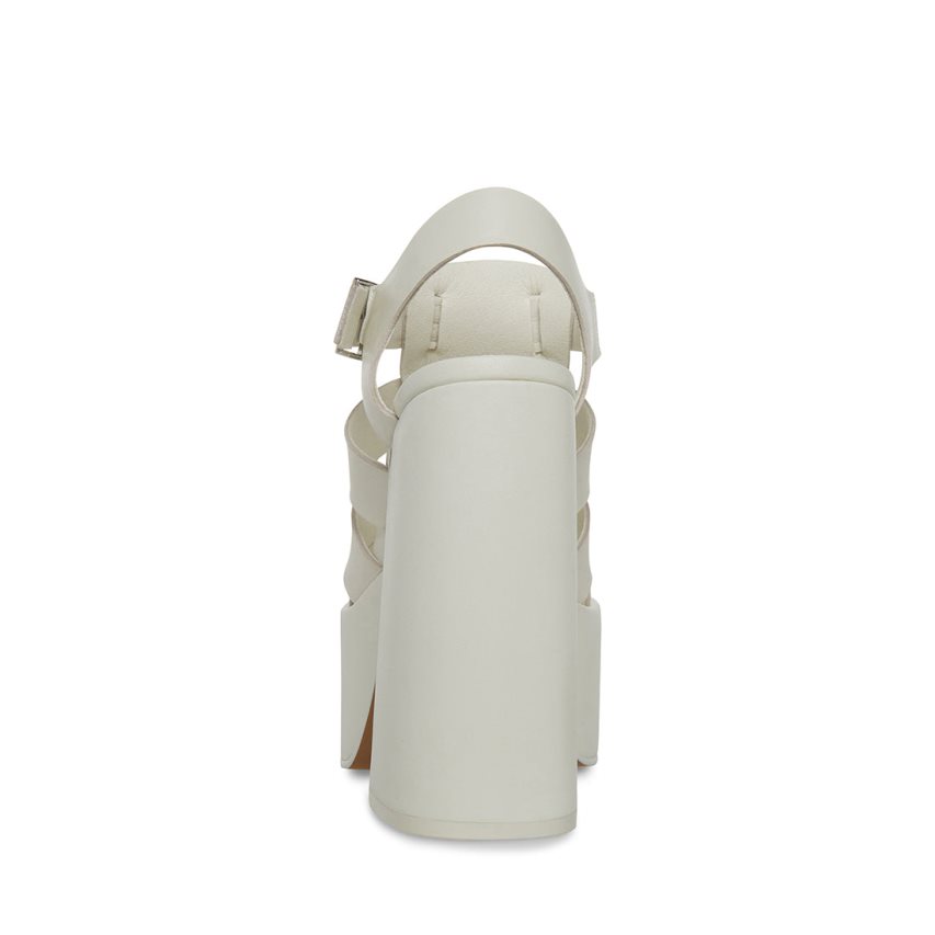πεδιλα πλατφορμεσ γυναικεια Steve Madden Tranquil δερματινα ασπρα | GR-1852ITZ
