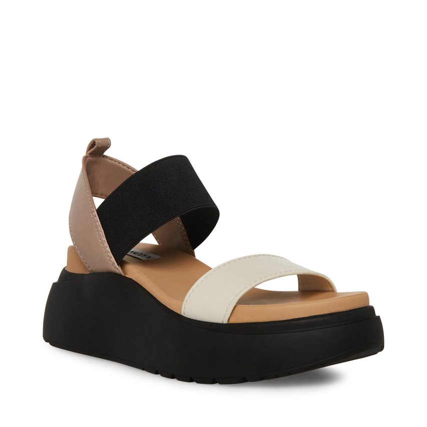 πεδιλα πλατφορμεσ γυναικεια Steve Madden Cruise Μπεζ μαυρα ασπρα | GR-2O98YIH