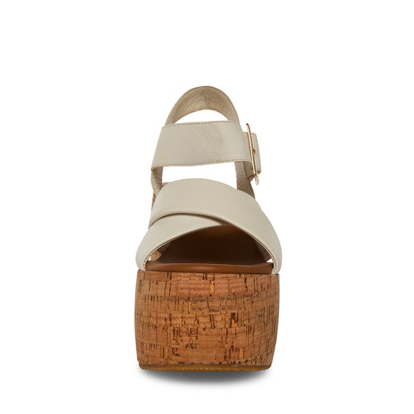 πεδιλα πλατφορμεσ γυναικεια Steve Madden Palmer δερματινα ασπρα | GR-31O9VQY