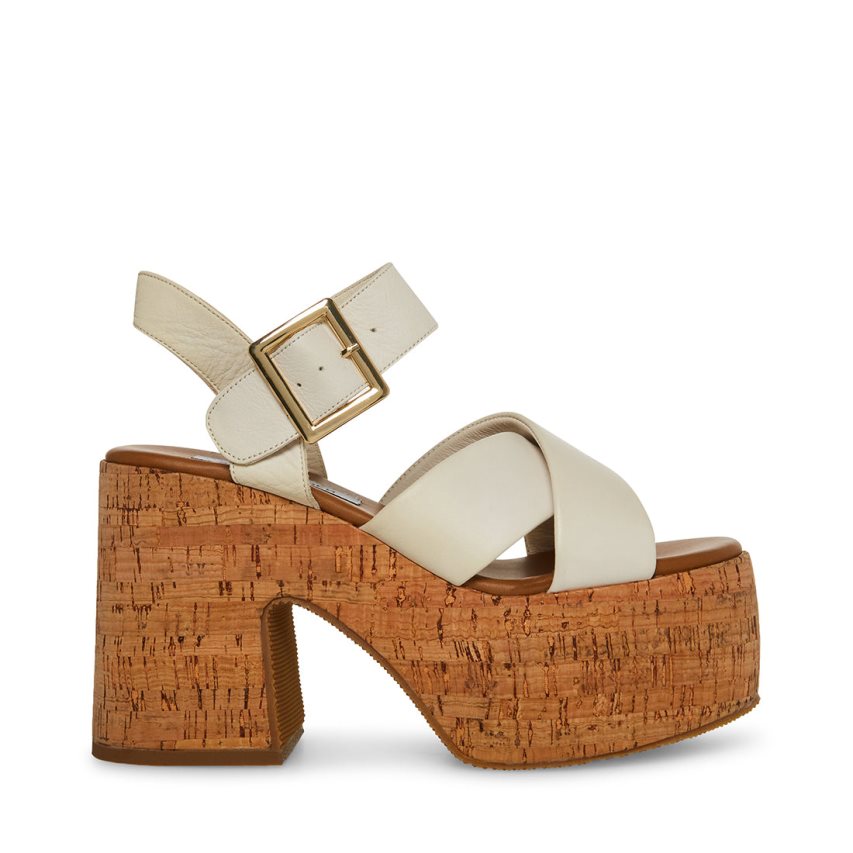 πεδιλα πλατφορμεσ γυναικεια Steve Madden Palmer δερματινα ασπρα | GR-31O9VQY