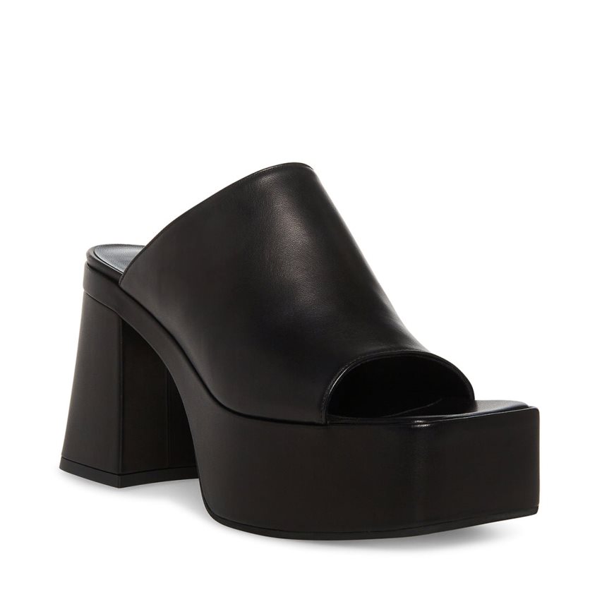 πεδιλα πλατφορμεσ γυναικεια Steve Madden Capria δερματινα μαυρα | GR-3596KEY
