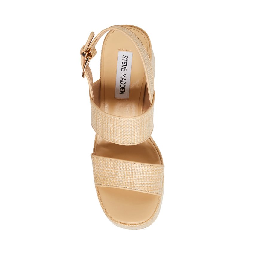 πεδιλα πλατφορμεσ γυναικεια Steve Madden Valory Natural Raffia Μπεζ | GR-491OBZN