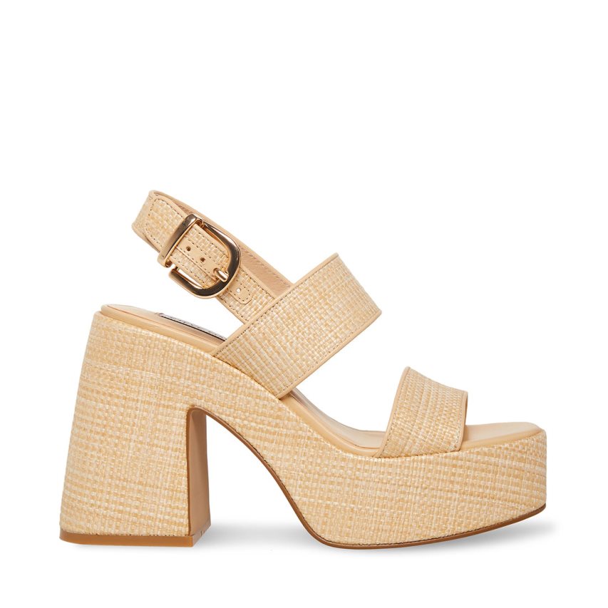 πεδιλα πλατφορμεσ γυναικεια Steve Madden Valory Natural Raffia Μπεζ | GR-491OBZN