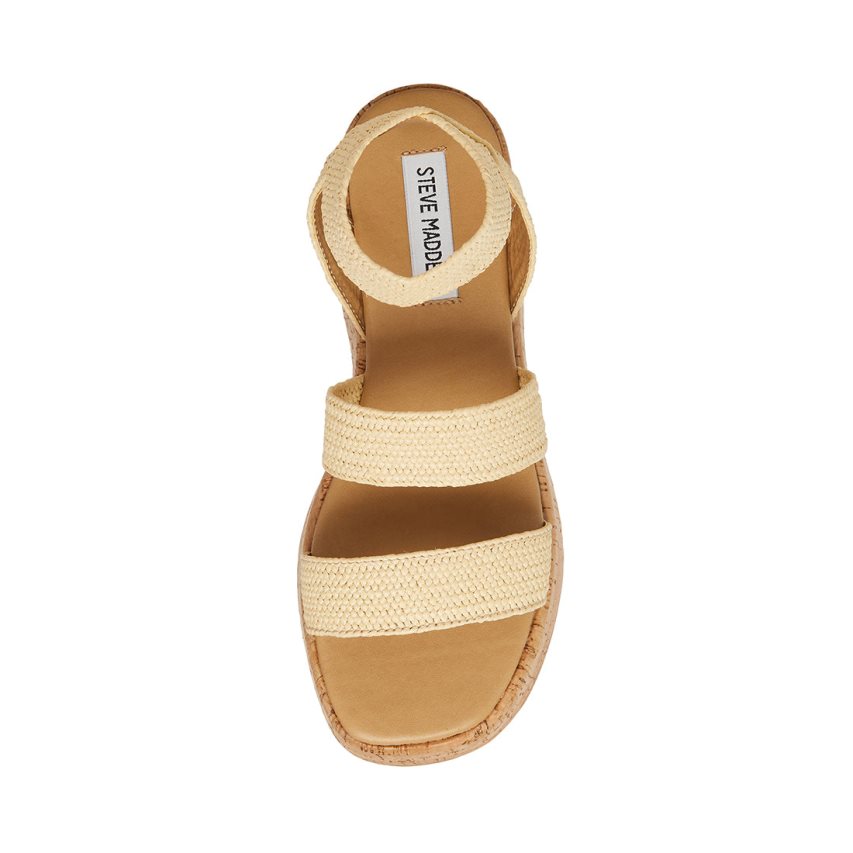 πεδιλα πλατφορμεσ γυναικεια Steve Madden Sashes Raffia Μπεζ | GR-4921XPW