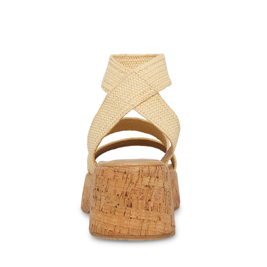 πεδιλα πλατφορμεσ γυναικεια Steve Madden Sashes Raffia Μπεζ | GR-4921XPW