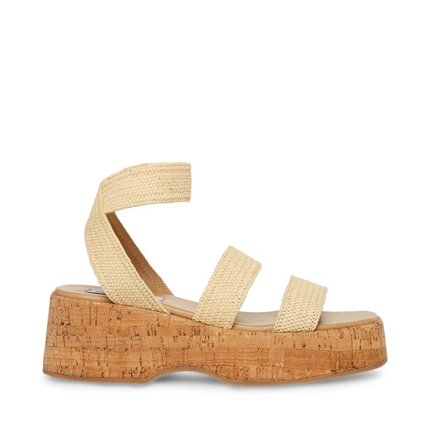 πεδιλα πλατφορμεσ γυναικεια Steve Madden Sashes Raffia Μπεζ | GR-4921XPW