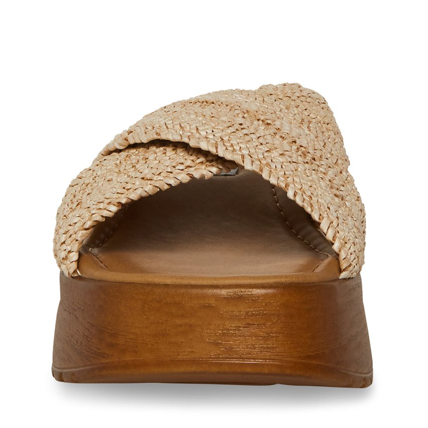 πεδιλα πλατφορμεσ γυναικεια Steve Madden Phoebe Raffia Μπεζ | GR-5372XVG