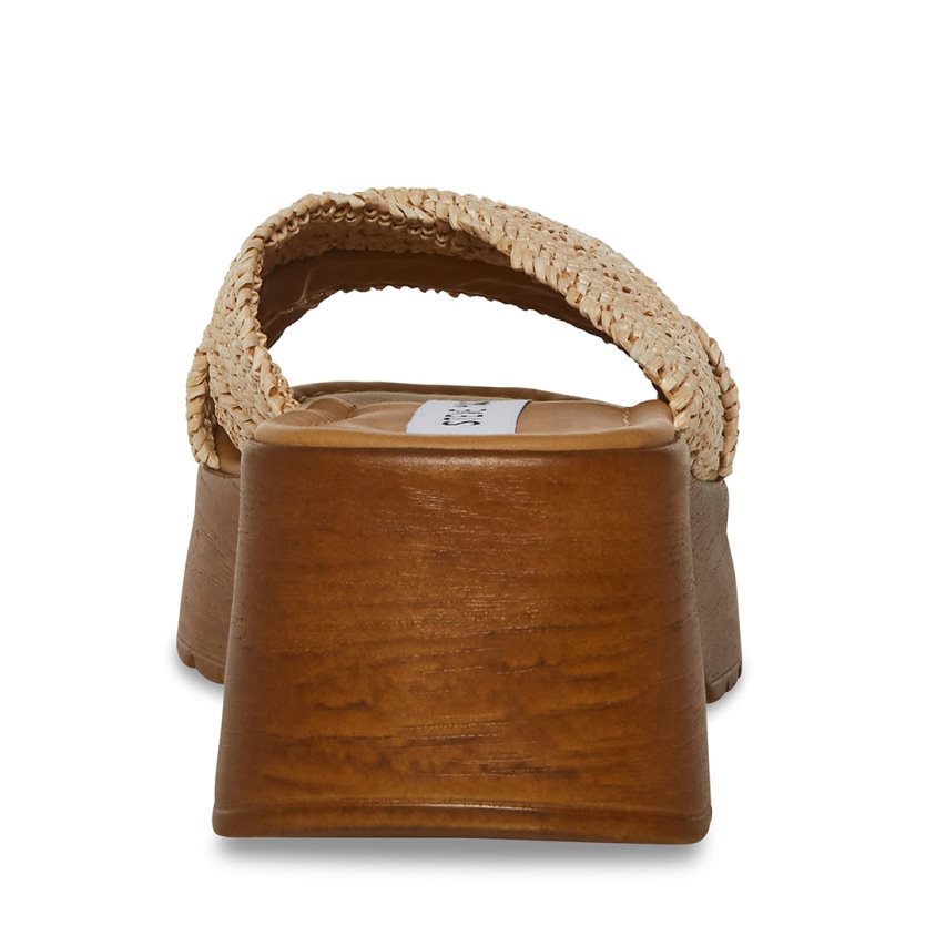 πεδιλα πλατφορμεσ γυναικεια Steve Madden Phoebe Raffia Μπεζ | GR-5372XVG