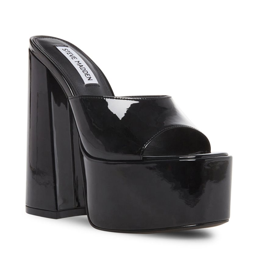 πεδιλα πλατφορμεσ γυναικεια Steve Madden Clarity λουστρινι μαυρα | GR-6128CXK