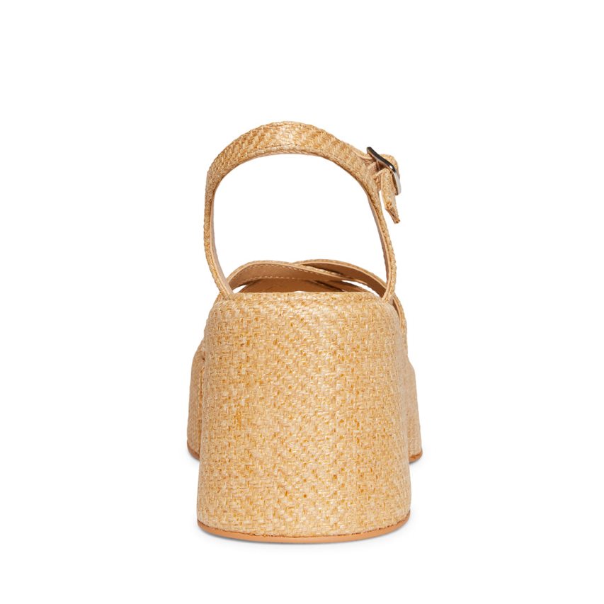 πεδιλα πλατφορμεσ γυναικεια Steve Madden Crazy30 Raffia Μπεζ | GR-657OUME