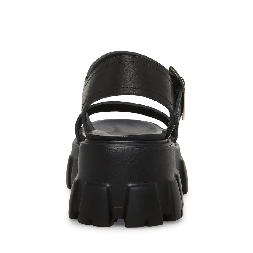 πεδιλα πλατφορμεσ γυναικεια Steve Madden Ellie δερματινα μαυρα | GR-6O18DUO