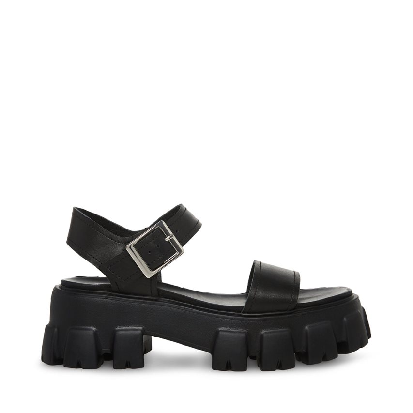 πεδιλα πλατφορμεσ γυναικεια Steve Madden Ellie δερματινα μαυρα | GR-6O18DUO