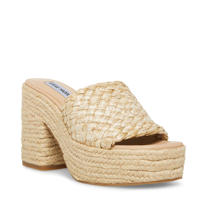 πεδιλα πλατφορμεσ γυναικεια Steve Madden Atlantic Raffia Μπεζ | GR-7168JVR