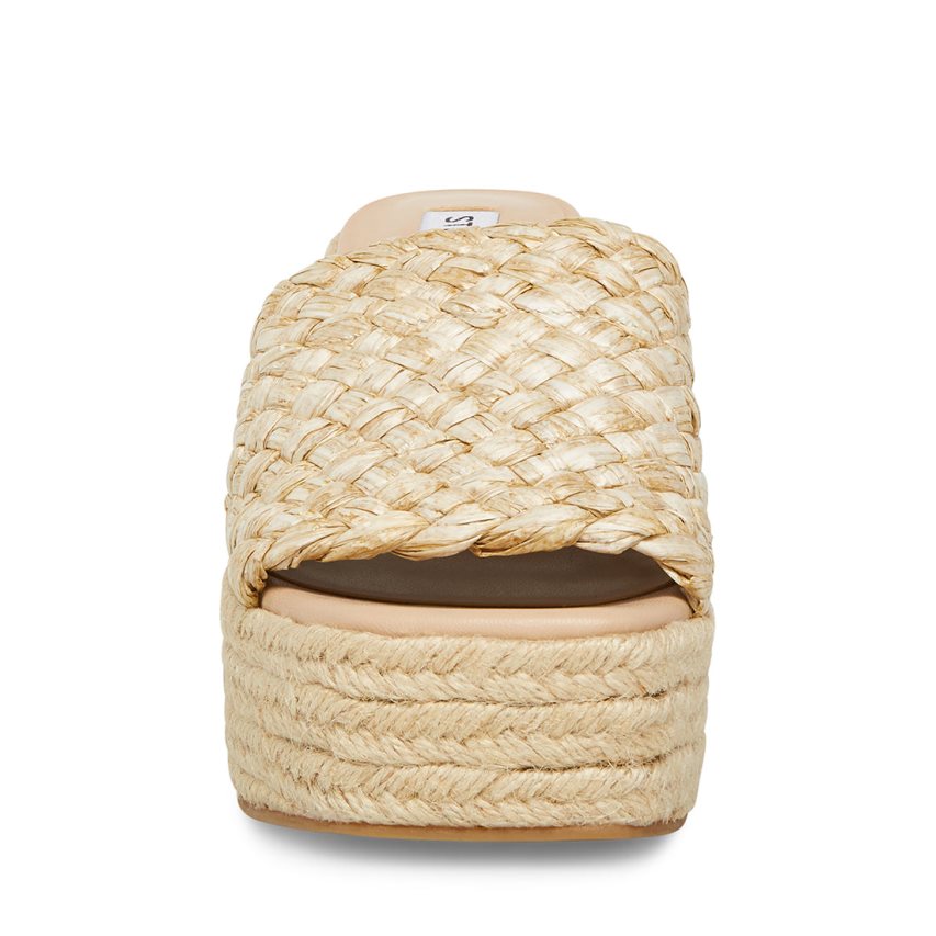 πεδιλα πλατφορμεσ γυναικεια Steve Madden Atlantic Raffia Μπεζ | GR-7168JVR