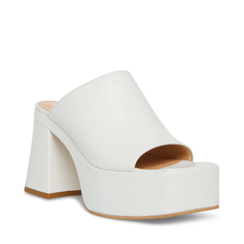 πεδιλα πλατφορμεσ γυναικεια Steve Madden Capria δερματινα ασπρα | GR-73O2IAJ