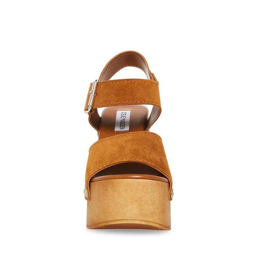 πεδιλα πλατφορμεσ γυναικεια Steve Madden Pammy Chestnut σουετ καφε | GR-7513ZQH