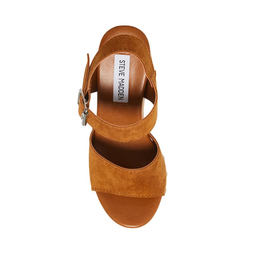 πεδιλα πλατφορμεσ γυναικεια Steve Madden Pammy Chestnut σουετ καφε | GR-7513ZQH