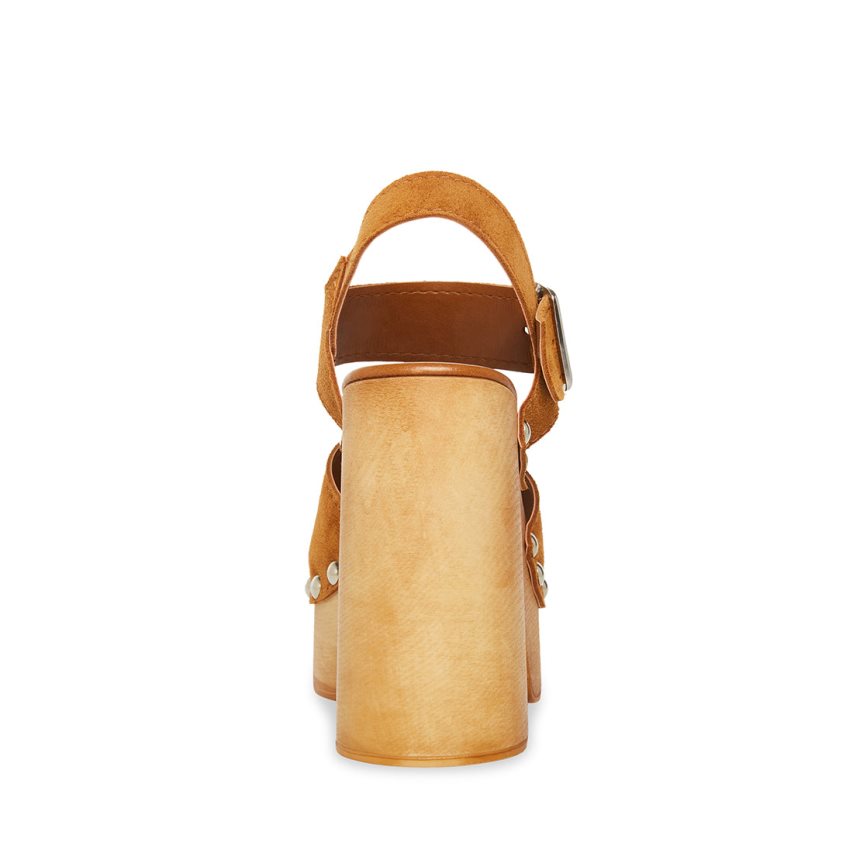 πεδιλα πλατφορμεσ γυναικεια Steve Madden Pammy Chestnut σουετ καφε | GR-7513ZQH