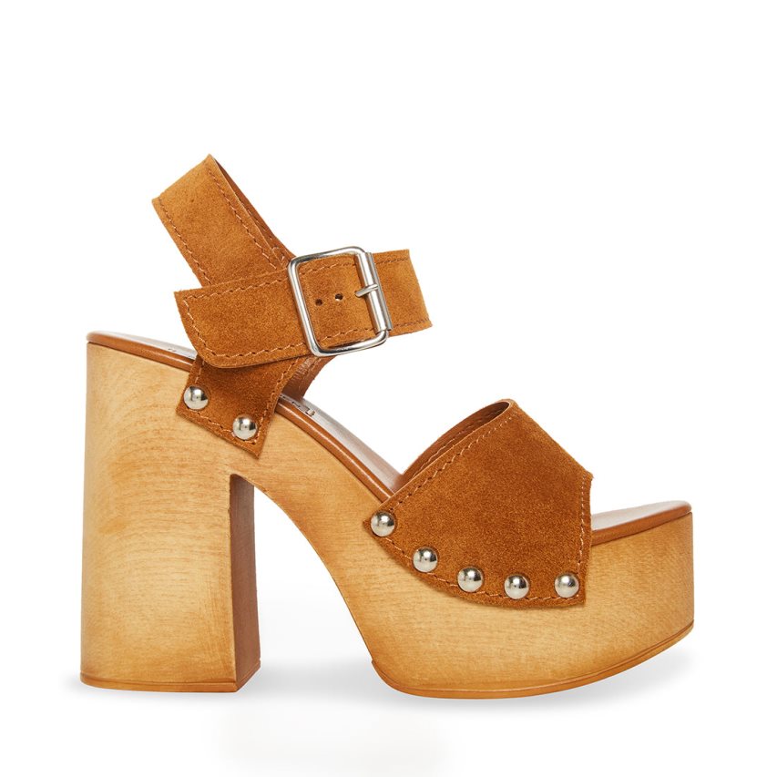 πεδιλα πλατφορμεσ γυναικεια Steve Madden Pammy Chestnut σουετ καφε | GR-7513ZQH