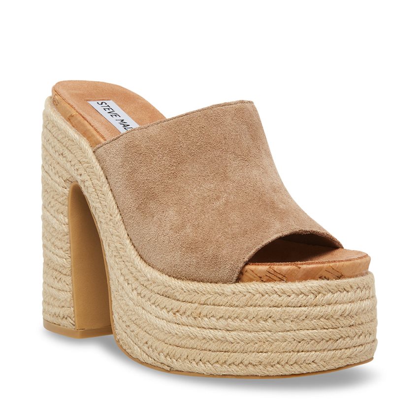 πεδιλα πλατφορμεσ γυναικεια Steve Madden Becca σουετ ανοιχτο καφε | GR-8O96BAD