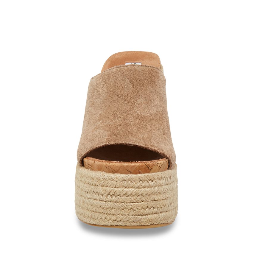 πεδιλα πλατφορμεσ γυναικεια Steve Madden Becca σουετ ανοιχτο καφε | GR-8O96BAD