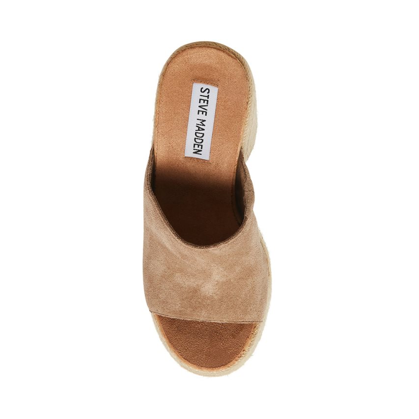 πεδιλα πλατφορμεσ γυναικεια Steve Madden Becca σουετ ανοιχτο καφε | GR-8O96BAD