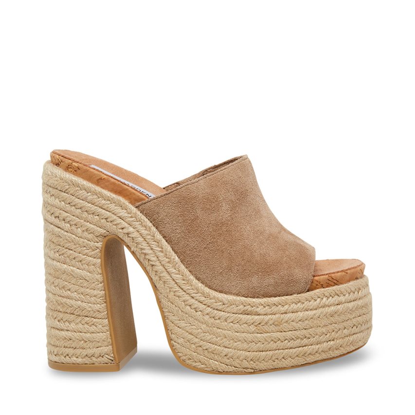 πεδιλα πλατφορμεσ γυναικεια Steve Madden Becca σουετ ανοιχτο καφε | GR-8O96BAD