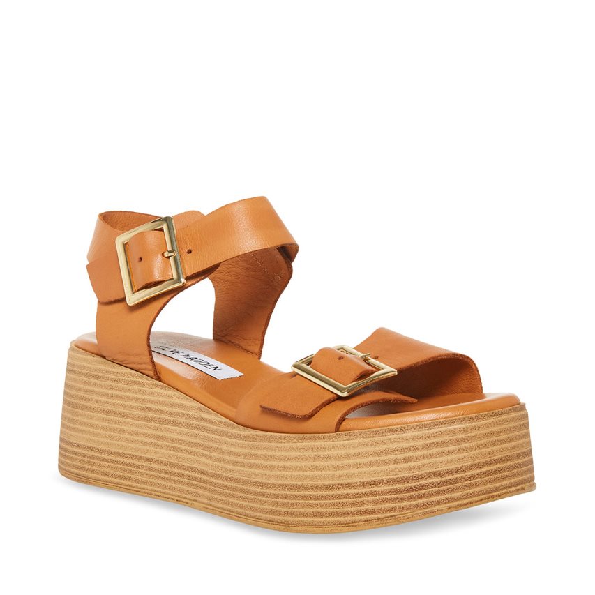 πεδιλα πλατφορμεσ γυναικεια Steve Madden Marka δερματινα καφε | GR-972ORHF
