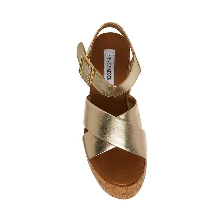πεδιλα πλατφορμεσ γυναικεια Steve Madden Palmer δερματινα χρυσο χρωμα | GR-9752KBG