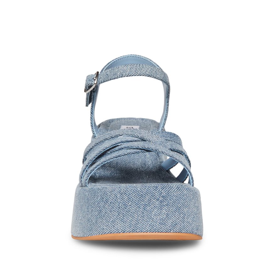 πεδιλα πλατφορμεσ γυναικεια Steve Madden Crazy30 Denim Fabric μπλε | GR-O143GDA