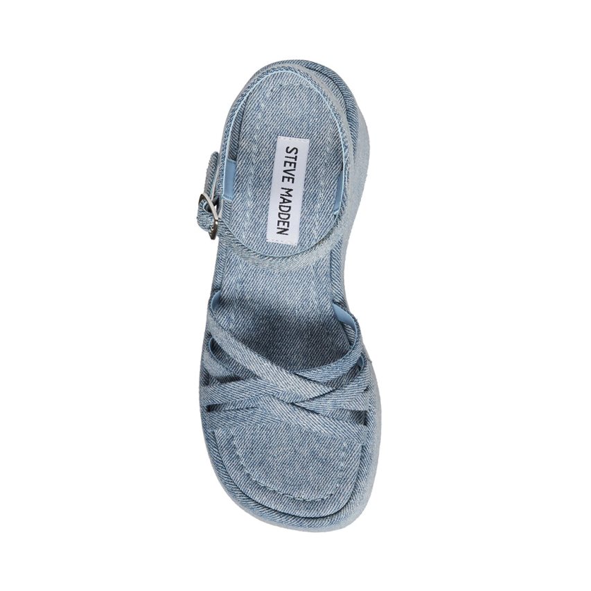 πεδιλα πλατφορμεσ γυναικεια Steve Madden Crazy30 Denim Fabric μπλε | GR-O143GDA