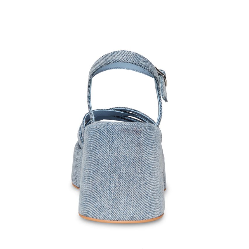 πεδιλα πλατφορμεσ γυναικεια Steve Madden Crazy30 Denim Fabric μπλε | GR-O143GDA