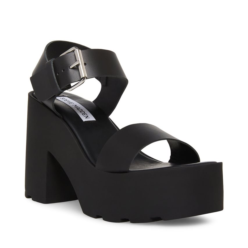 πεδιλα πλατφορμεσ γυναικεια Steve Madden Vesta δερματινα μαυρα | GR-O496AJM
