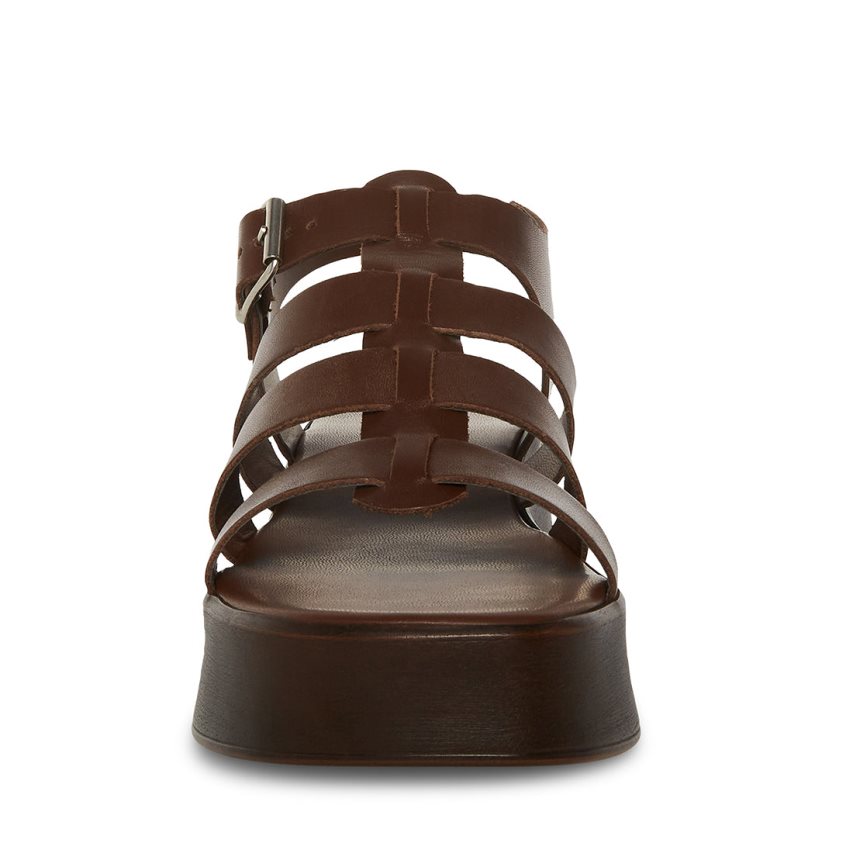 πεδιλα πλατφορμεσ γυναικεια Steve Madden Sarai δερματινα σκούρο καφε | GR-O726OET