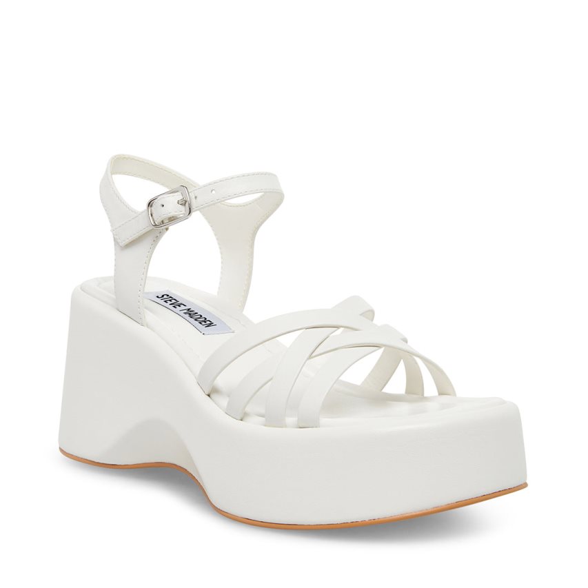 πεδιλα πλατφορμεσ γυναικεια Steve Madden Crazy30 δερματινα ασπρα | GR-O842QGH