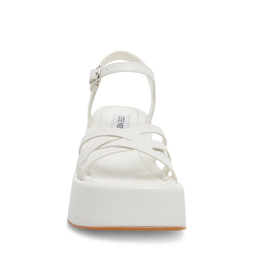 πεδιλα πλατφορμεσ γυναικεια Steve Madden Crazy30 δερματινα ασπρα | GR-O842QGH