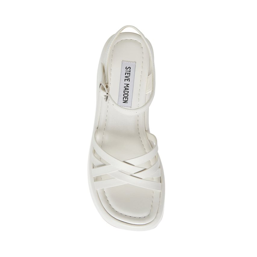 πεδιλα πλατφορμεσ γυναικεια Steve Madden Crazy30 δερματινα ασπρα | GR-O842QGH