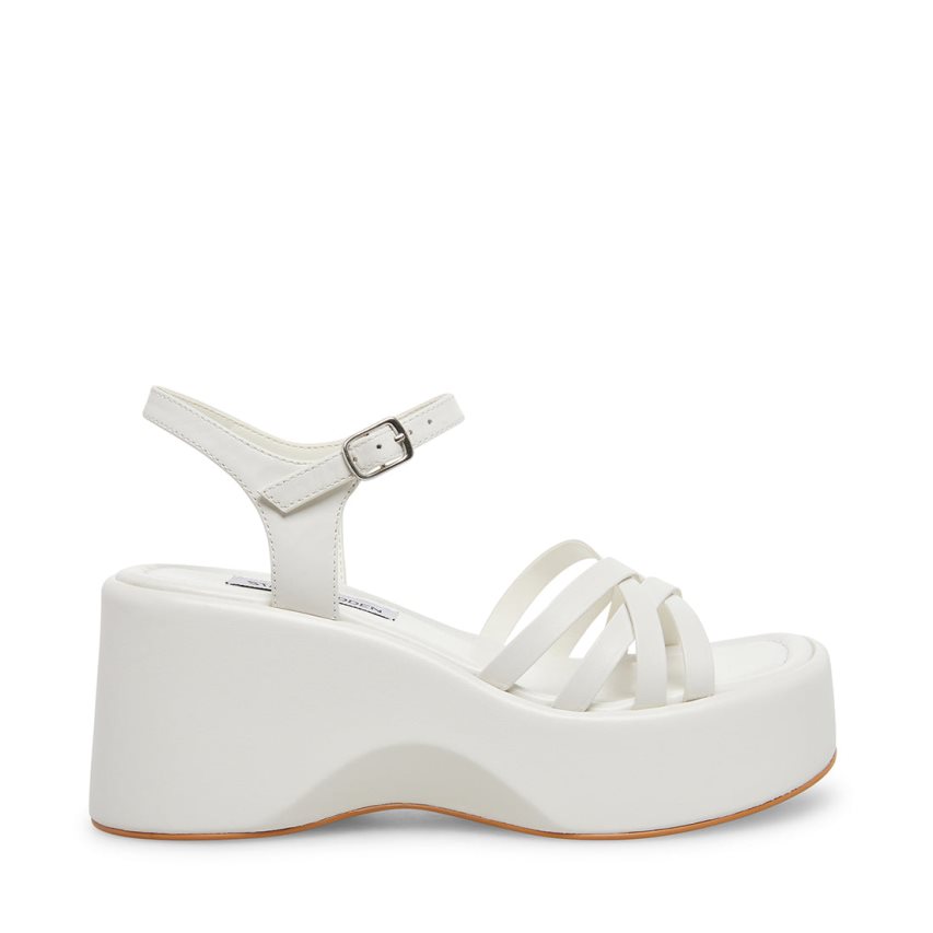 πεδιλα πλατφορμεσ γυναικεια Steve Madden Crazy30 δερματινα ασπρα | GR-O842QGH