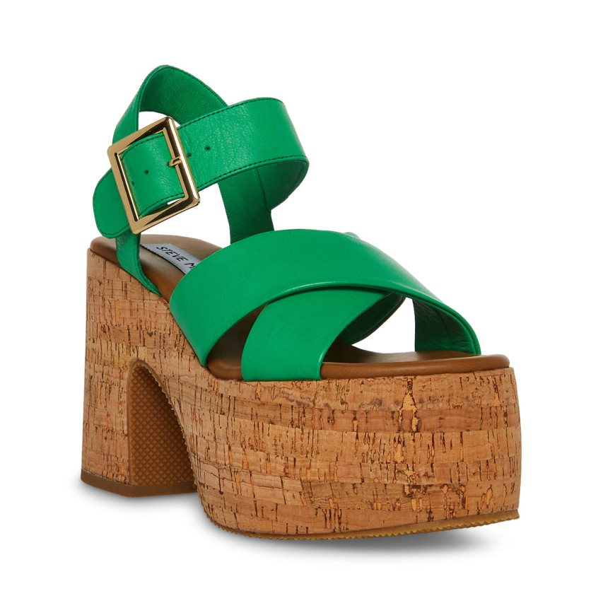 πεδιλα πλατφορμεσ γυναικεια Steve Madden Palmer δερματινα πρασινο | GR-O974EYN
